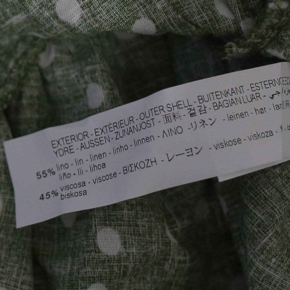 NTW Linen Blend Polka Dot Green Draped Dress. - Picture 6 of 6